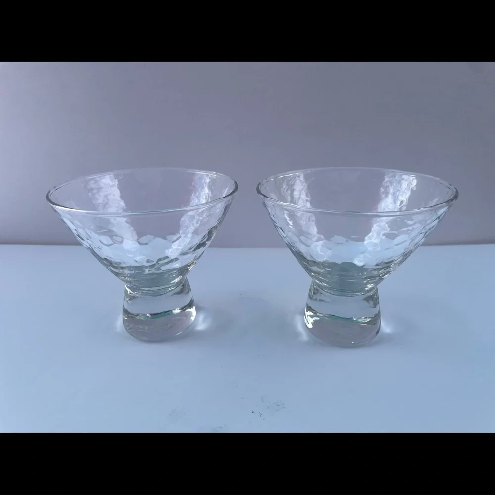 Glass Hammered Cocktail / Dessert Bowls – Set of 2